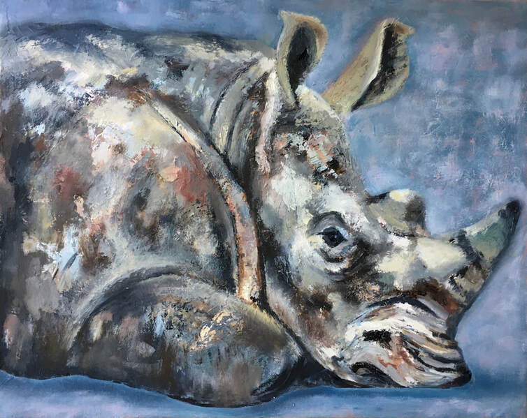 Rhino - Do Not Disturb Oil Painting