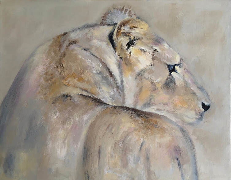 On The Prowl Lioness Oil Painting